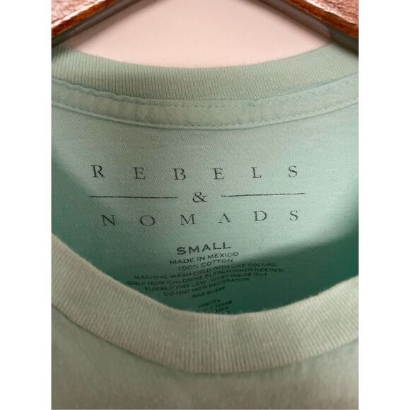 Aqua Blue Taco Logo Tshirt- Rebels & Nomads -Short Sleeve Cotton Small Mens - Picture 4 of 5